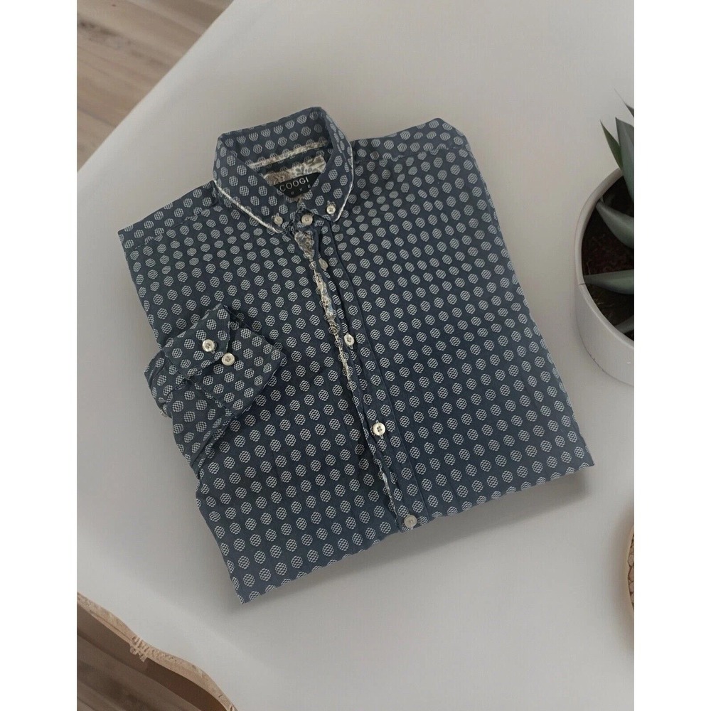 Coogi Luxe Button Down Shirt Mens M Grey Black Geometric Paisley Trim Designer - Picture 11 of 11